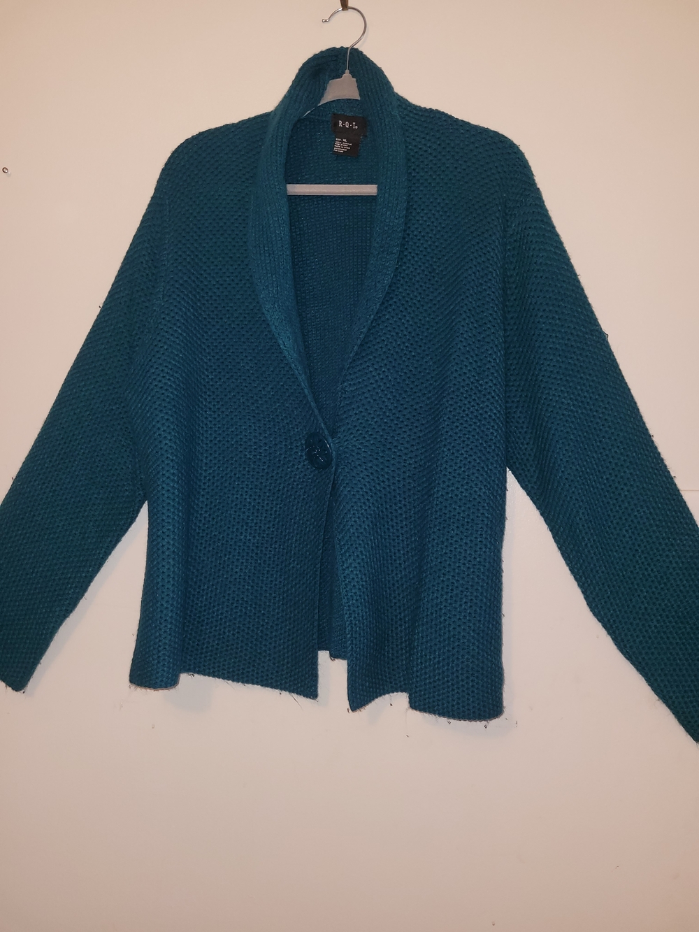 Cozy Teal Shawl Collar Cardigan Sweater